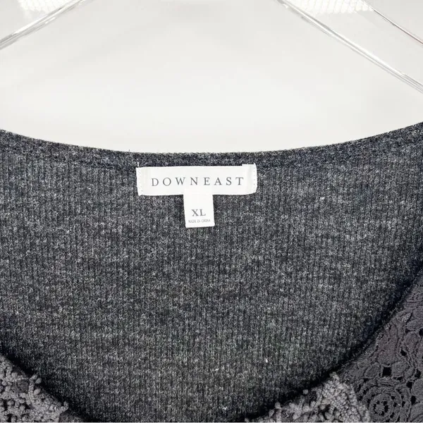 Downeast Love Long Sleeve‎ Rib Knit Top Women's XL Gray Boho - Image 5