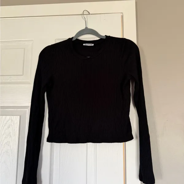 Reformation Black Ribbed Long Sleeve Sweater Closet Staple Basic Winter Layering - Image 7