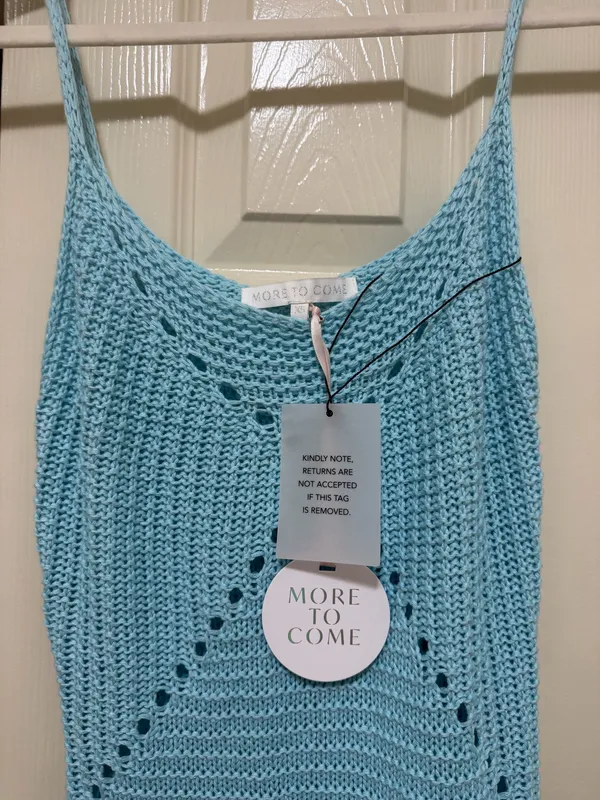 Revolve Blue Knit Fringe Dress - Image 4