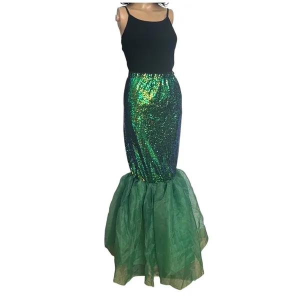 FUNNA Green Sequin Mermaid Tail Costume Maxi Skirt NWT XL - Image 3