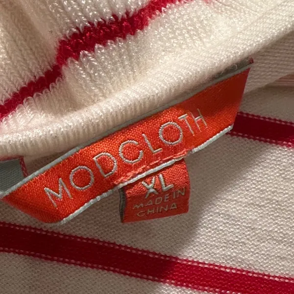 ModCloth Ruffle Collar Knit‎ Top Red Stripe Coquette Chic Cottagecore XL - Image 3