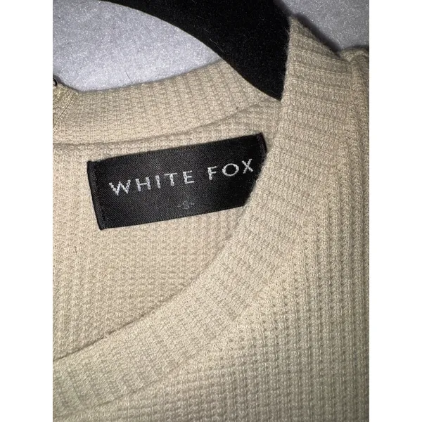 White Fox Still the One Waffle Knit‎ Long Sleeve Bodycon Mini Dress WHT FX Logo - Image 4