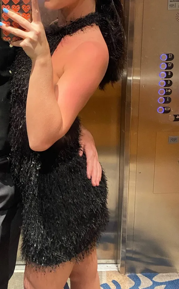 Black feather mini dress - Image 2