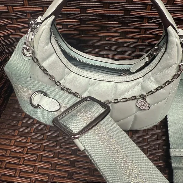 NWT Coach Carmen Mini Crossbody Bag CBI46 pearlized leather Silver/Green - Image 7