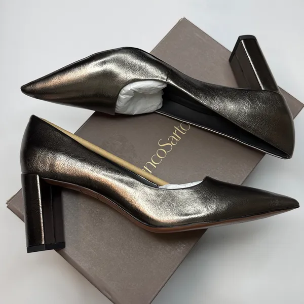 Franco Sarto Giovanna Pump- Pewter Metallic Faux Leather- Size 8.5M - Image 7
