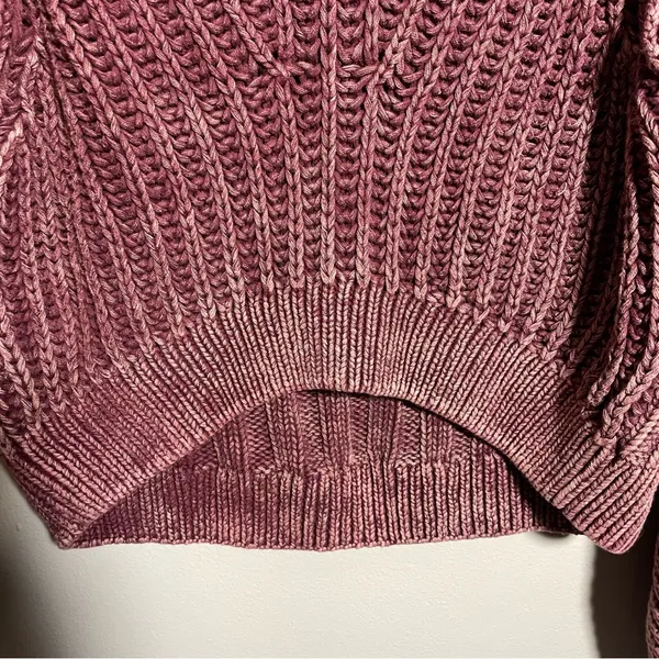 Free People Sweetheart Sweater Mock Neck Chunky Knit Balloon Sleeve Cotton - Image 5