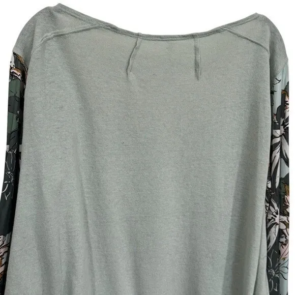 Free People Picking Petals Top Seafoam Green Contrast Sleeves Women's Size S - Image 9