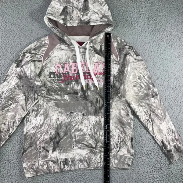 Cabela's Hoodie Women L Seclusion Open Country‎ Snow Camo Pink Graphic Outdoor - Image 5
