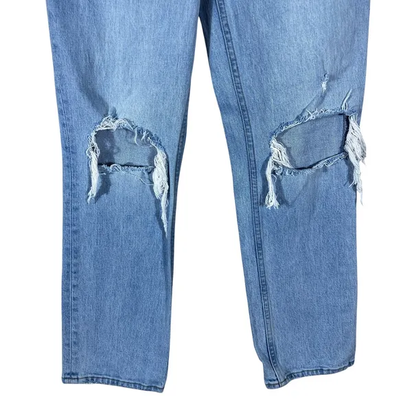 Abercrombie & Fitch The 90s Straight Distressed Jeans Light Blue Denim Size25/0S - Image 3