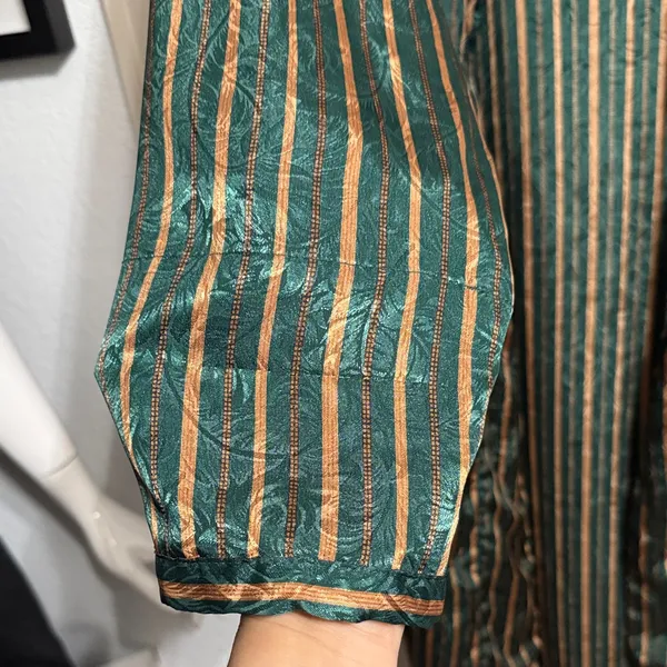 Vintage 90's Victoria's Secret Striped Robe Old Hollywood Glamour Regency Glam - Image 4