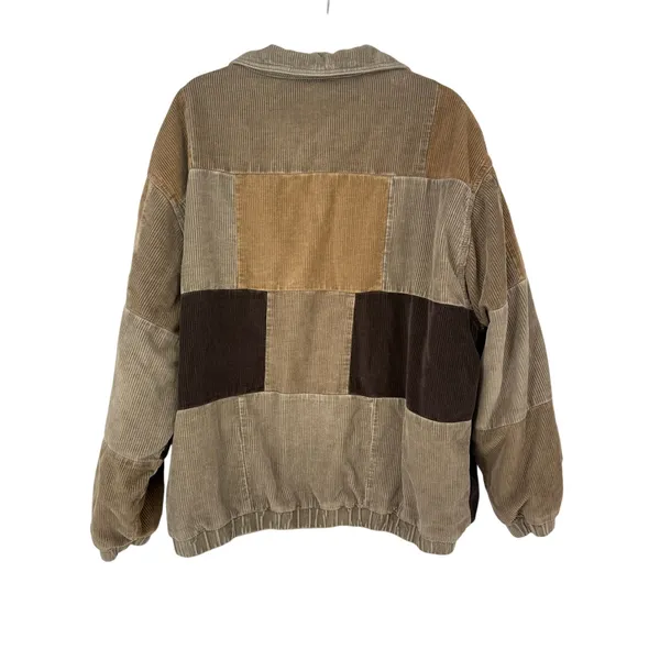 Urban Outfitters BDG Patchwork Corduroy Harrington Jacket Brown Colorblock L - Image 4