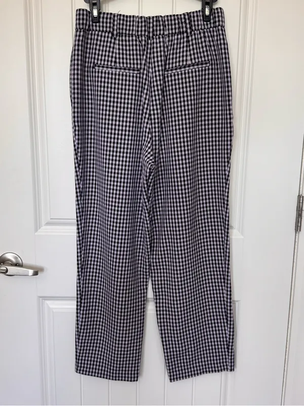 Hollister Ultra High Rise Purple Black Gingham Crop Pants‎ Small - Image 4