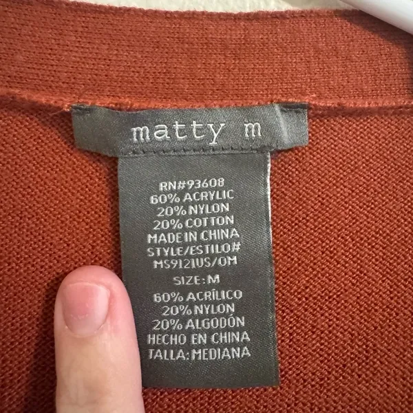 Matty M Women's Burnt Orange Cardigan Sweater - Image 2