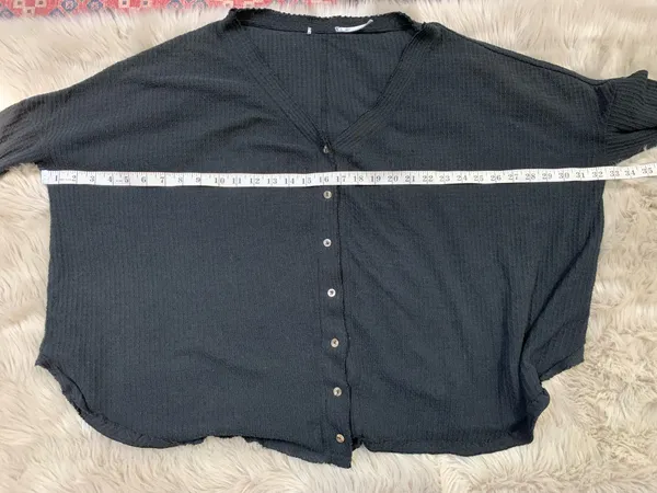 Urban Outfitters Black Waffle Knit Thermal Shirt Large - Image 6