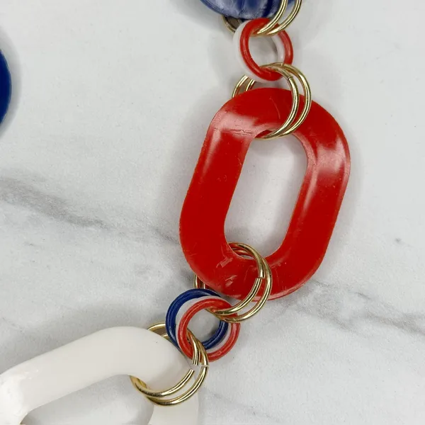 Vintage Red White Blue Plastic Chain Belt Medium/Large (M/L) ✨ - Image 7