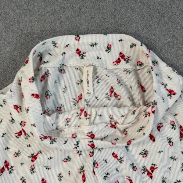 Laura Ashley Women's Small Waffle Knit Thermal Pajama Set Red Cardinal Bird - Image 8