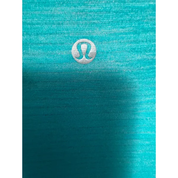 Lululemon Teal‎ Heathered V Neck Short Sleeve Athletic Top Women Size 6 - Image 5