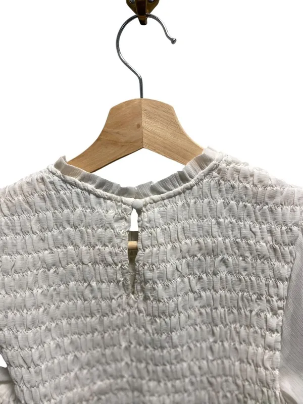 Abercrombie & Fitch Smocked Bodice Sheer Flutter Sleeve Blouse White Size XS - Image 9