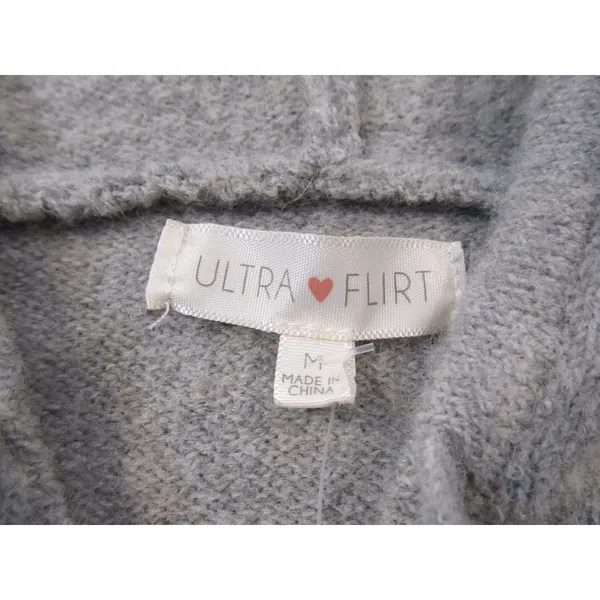 Ultra Flirt M Gray Cropped Zip Up Hoodie Hooded Sweater Cozy Knit NWT S/M - Image 4