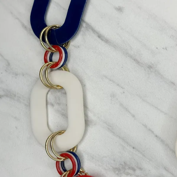 Vintage Red White Blue Plastic Chain Belt Medium/Large (M/L) ✨ - Image 10