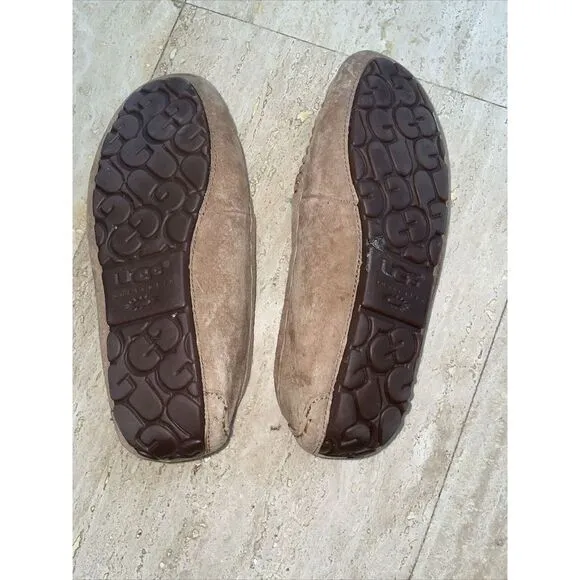 UGG‎ Australia Women Chestnut Brown 1016476 Suede Sheepskin Slippers Loafer Sz 8 - Image 6