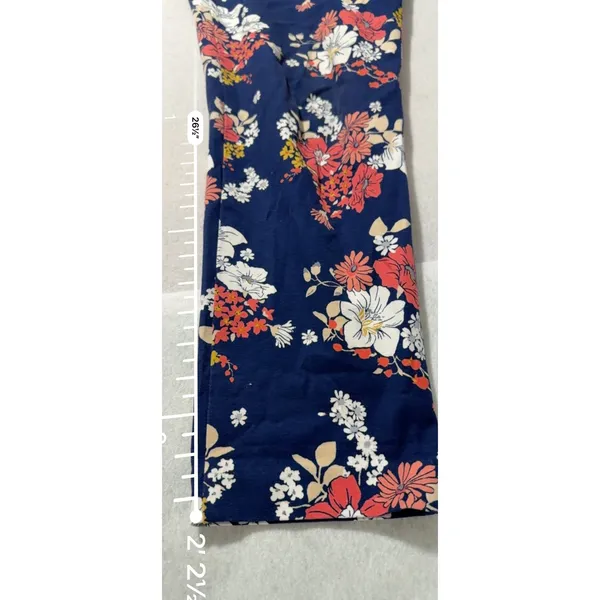 Old Navy Pixie Mid Rise Ankle Pants Floral Print Slim Tapered Measured Size 12 - Image 6