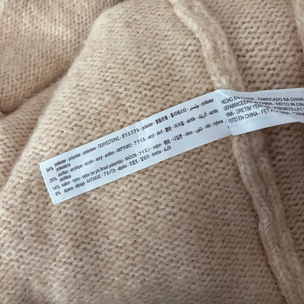 ZARA Alpaca Knit Midi Dress Light Tan Sand Coastal Blogger Favorite Medium - Image 14