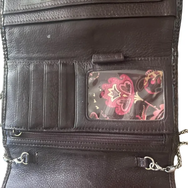 Brighton Vintage Y2k Crocodile Embossed Leather Clutch Wallet‎ W Chain - Image 6