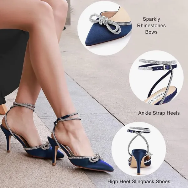 Blue and Silver Stiletto Heels with Rhinestone Embellishments - Image 6