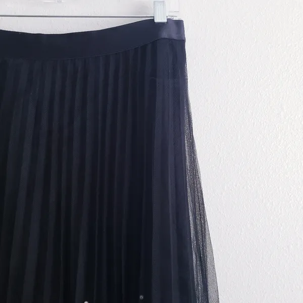 Anthropologie Eva Franco Black Pearl Pleated Midi Skirt - Image 4