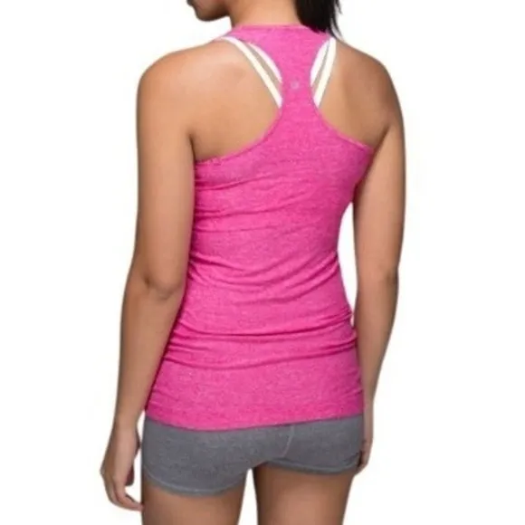Lululemon Cool Racerback Tank Heathered Pink‎ Athletic Yoga Top Size 4 - Image 10