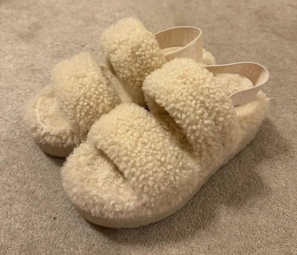 UGG Beige/Cream Oh Fluffita Platform Slippers - Image 3