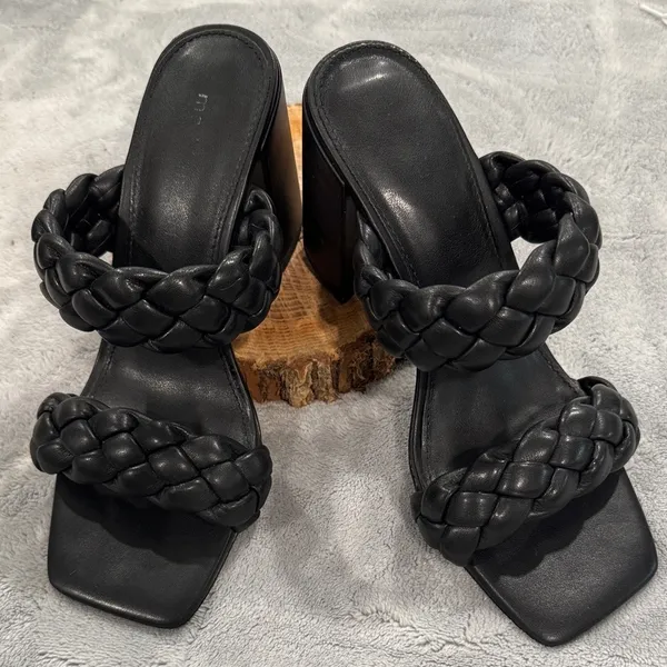 Chic Black Braided Women's Heels - Image 3