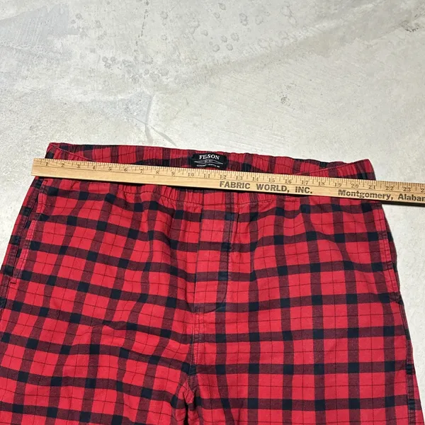 Filson Men's Red & Black Plaid Lounge Pajama Pants 2XL Cotton Blend Heavy Thick - Image 4