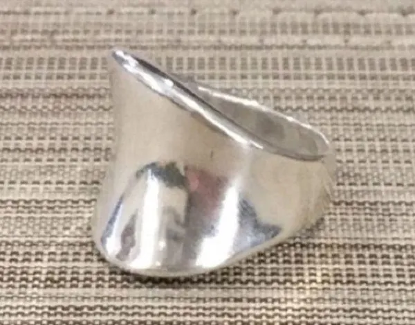 Concave Modern Cigar Band Sterling Silver 925 sz8 - Image 8