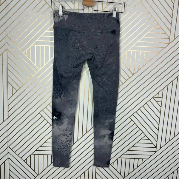 Alo Yoga Leggings Airbrush Tie Dye Abstract Print Stretch Skinny Gray Size‎ XS - Image 8