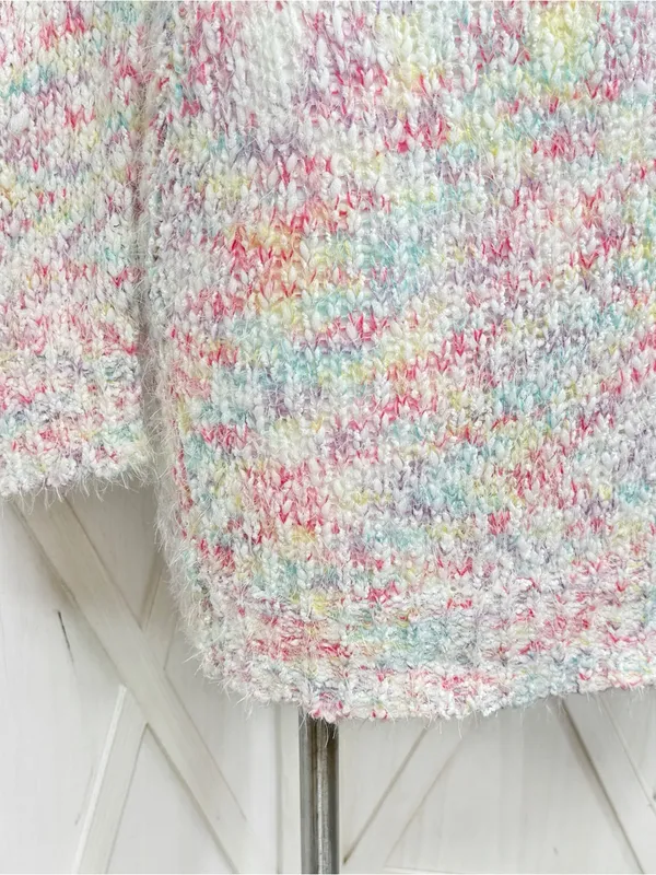 Confetti V Neck Bodycon Sheath Sweater Mini Dress White Multicolor Size Large - Image 6