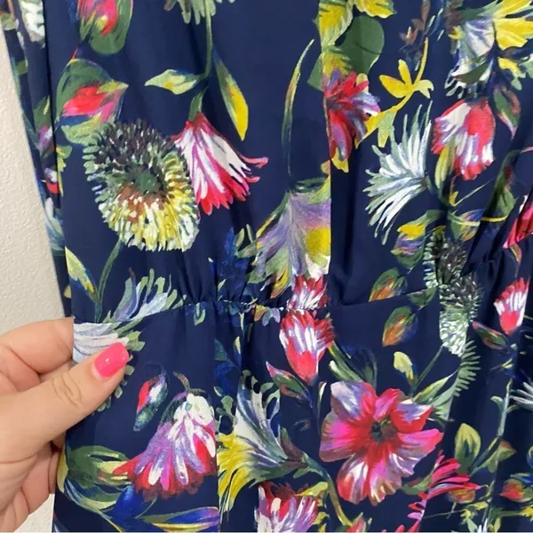 J Crew Long Sleeve‎ Flouncy Hem Dress Painted Floral Size 00 - Image 7