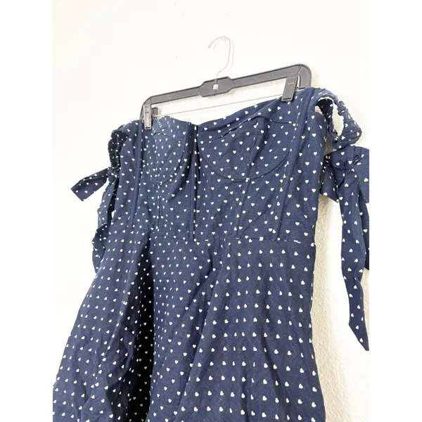 Megan Moroney Blue Polka Dot Corset Mini Dress Size XXL Off Shoulder Heart Retro - Image 7