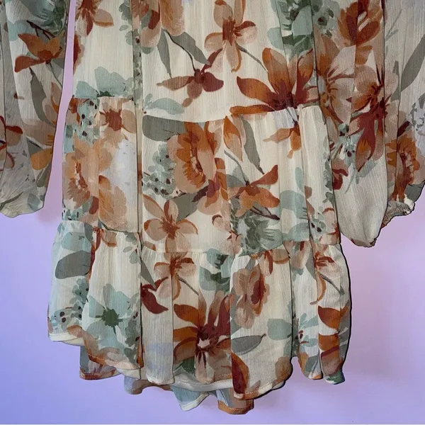 Lush Size Small Layla Mini Dress Babydoll Boho Floral Tiered Skirt Cottage - Image 5