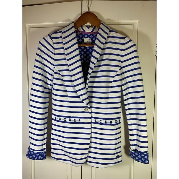 Hatley Nautical‎ Striped Jacket Blazer Womens Small Stretch Preppy Country Club - Image 3