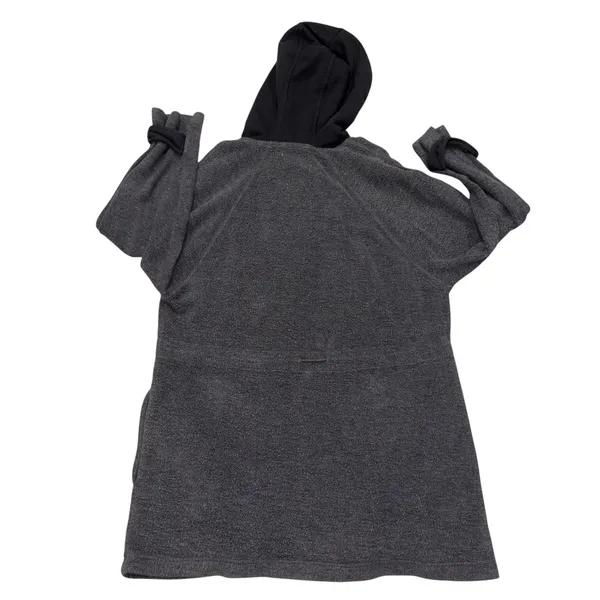 Free People We The Free Gray & Black Sadie Surplus Slouchy Longline Fleece Sweatshirt Jacket Top Medium - Image 5