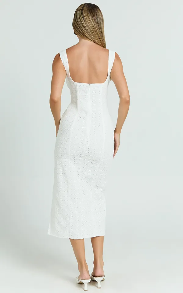 New Showpo Archie Midi Dress Ruched Bust Fitted Dress Size Small MSRP $99 - Image 5