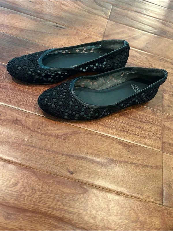 Stuart Weitzman Black Crochet Lace Ballet Flats Size 7.5 - Image 6