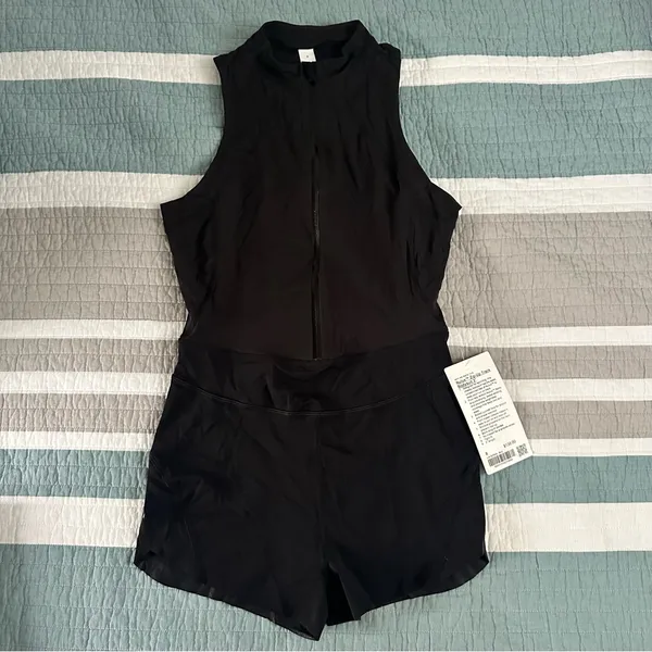 Lululemon Nulux Zip-Up Track Bodysuit 3" 8 Running Black NWT - Image 3