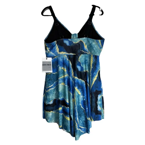 Hanna‎ Nikole Blue Agate Print Swim Dress Tummy Control 18W - Image 4