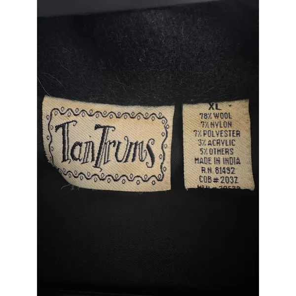 TanTrums Black Wool Blend Embroidered Vest XL Western Boho Button Front Folk - Image 4