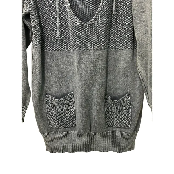 MGirls by Material Girls Blue Waffle Knit Hoodie Y2K Boho Grunge Size M Casual - Image 3