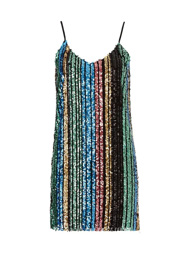 Show Me Your MuMu Vivian Colorful Sequin Vertical Striped Mini Dress - Image 5