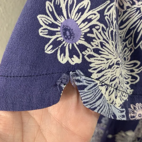 FREE PEOPLE Womens Sz S Floral Blue Hawaii Mini Fit & Flare Dress Pockets *Flaw - Image 6